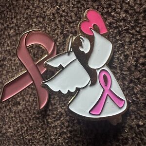 Pink Ribbon Angel Enamel Pin Set